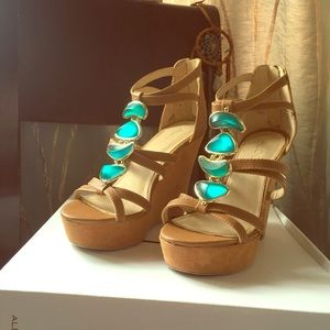 Tan Wedges with Beautiful Embellishments
